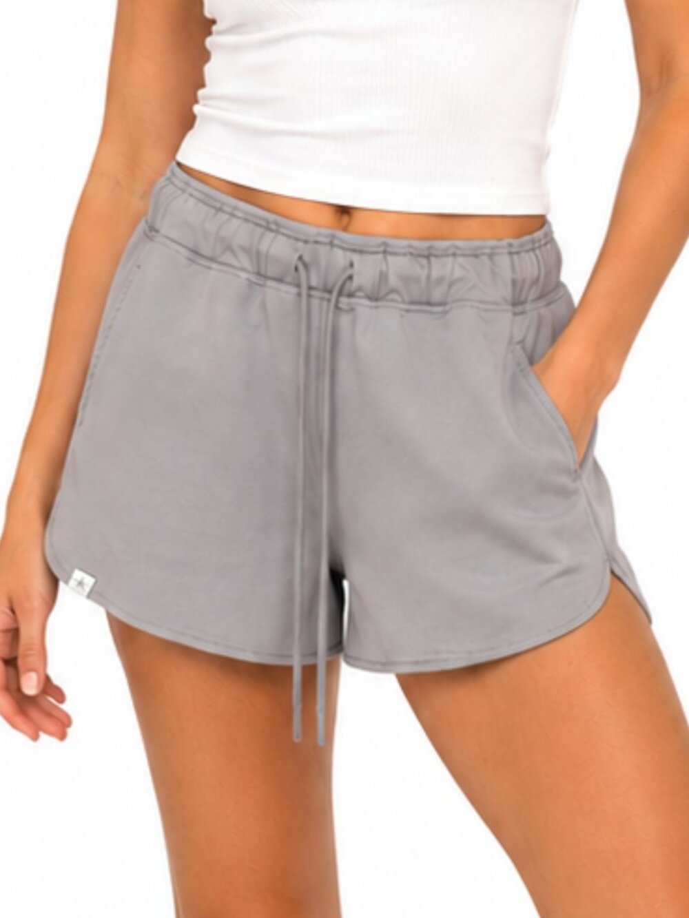 BAREFOOT DREAMS Malibu Collection ButterChic Knit Shorts Moonbeam Grey Sz S EUC